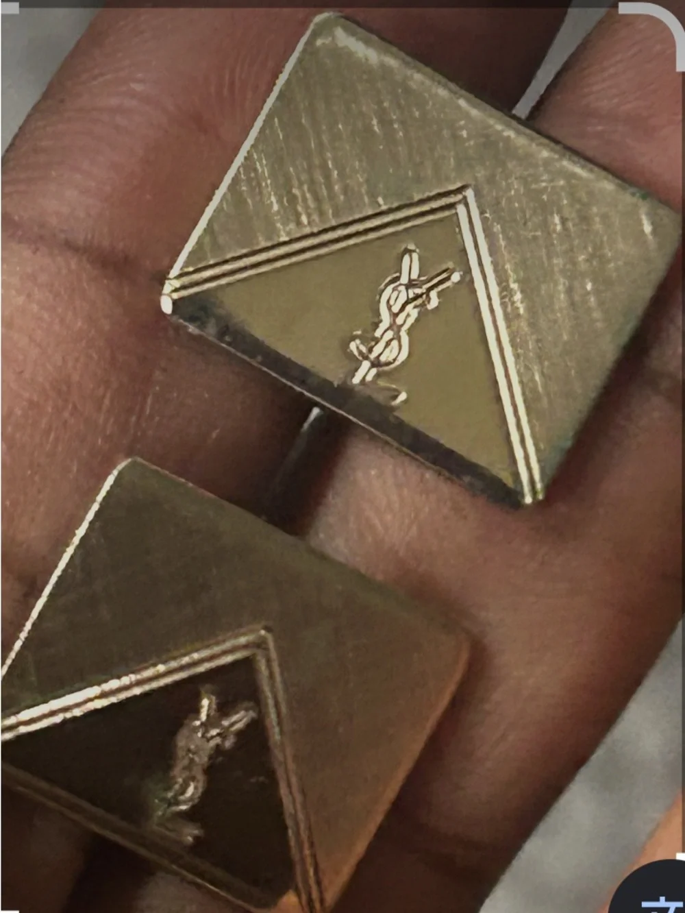 Yves Saint Laurent Gold Square Logo Cuff Links